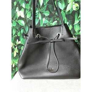 🖤 FURLA Black Leather Bucket Tote Handbag – Excellent Condition
